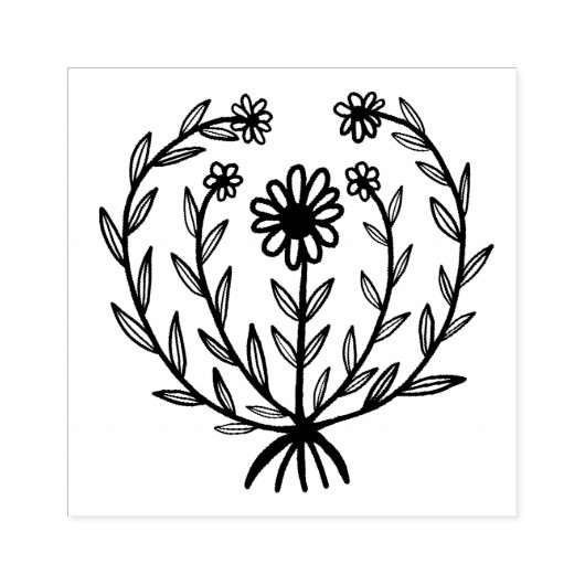 Schattige Daisy Floral CUSTOM Uw eigen tekst toevo Rubberstempel (Afrduk)
