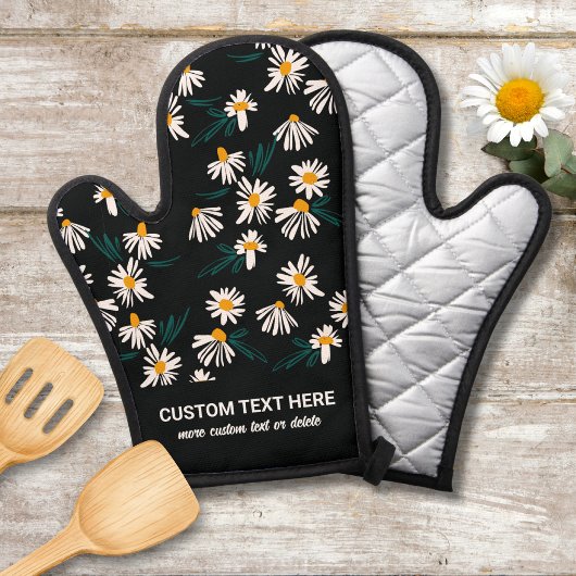 Schattige Daisy Floral Pattern Uw aangepaste tekst Ovenwant