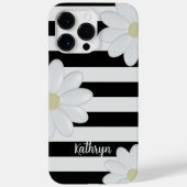 Schattige Daisy Floral Zwart-wit Strepen Case-Mate iPhone Case (Achterkant)