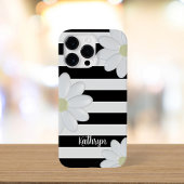 Schattige Daisy Floral Zwart-wit Strepen Case-Mate iPhone Case