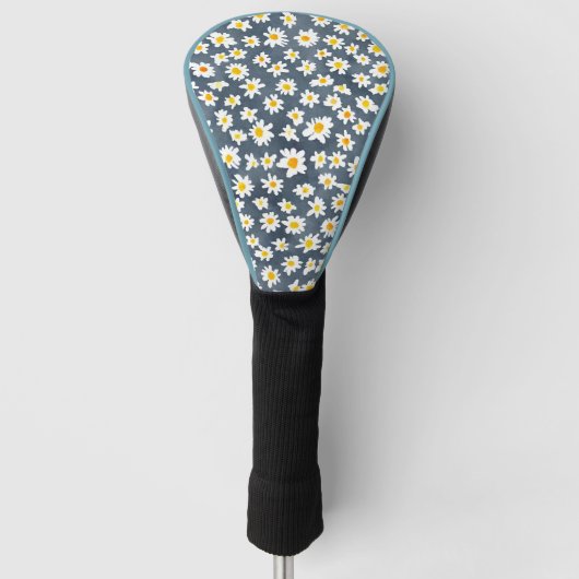 Schattige Daisy Flower Botanical patroon op verloo Golfheadcover (Voorkant)