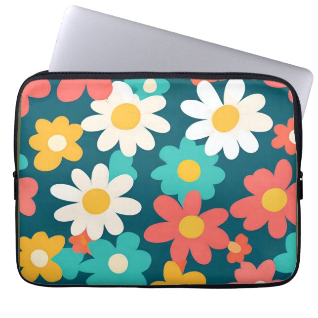 Schattige Daisy Flower Botanical patroonschool mei Laptop Sleeve (Voorkant)