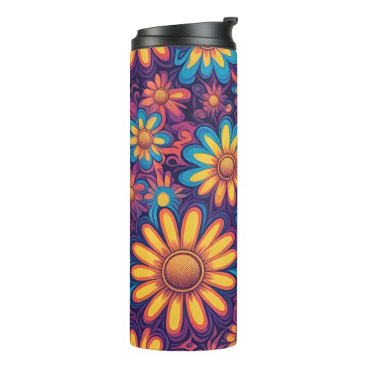 Schattige Daisy Flower Botanical patroonschool mei Thermosbeker (Gedraaid links)