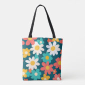 Schattige Daisy Flower Botanical patroonschool mei Tote Bag (Achterkant)