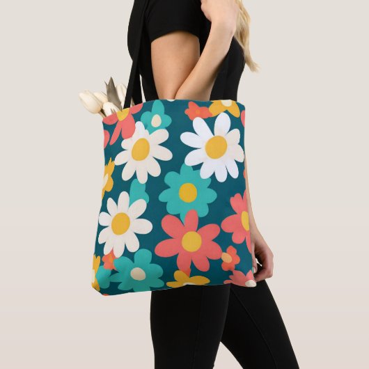 Schattige Daisy Flower Botanical patroonschool mei Tote Bag (Dichtbij)