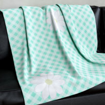 Schattige Daisy Flowers Mint Green Gingham Check