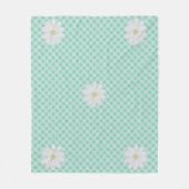 Schattige Daisy Flowers Mint Green Gingham Check Fleece Deken (Voorkant)