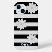 Schattige Daisy Flowers Naam Zwart-wit Streep Case-Mate iPhone Case (Achterkant)