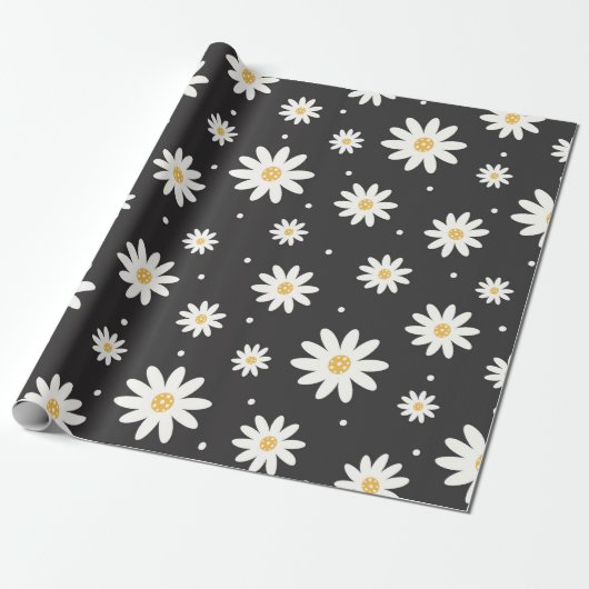 Schattige Daisy Flowers Pattern Cadeaupapier (Uitgerold)