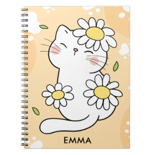 Schattige Daisy kat Cartoon op Maat Notitieboek