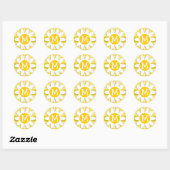 Schattige Daisy op Golden Yellow Gingham Ronde Sticker (Vel)
