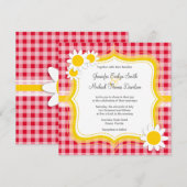 Schattige Daisy op Retro Scarlet Red Gingham Patte Kaart (Voorkant / Achterkant)