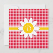 Schattige Daisy op Retro Scarlet Red Gingham Patte Kaart (Achterkant)