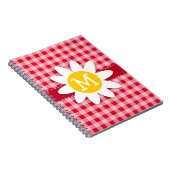 Schattige Daisy op Retro Scarlet Red Gingham Patte Notitieboek (Rechterzijde)