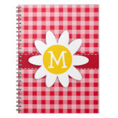 Schattige Daisy op Retro Scarlet Red Gingham Patte Notitieboek (Voorkant)
