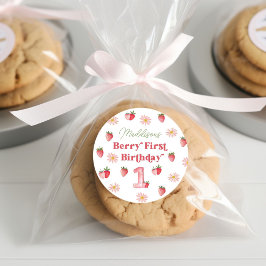 Schattige Daisy Pastel Berry eerste verjaardag mei Ronde Sticker