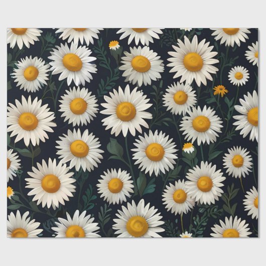 Schattige Daisy Pattern Blauw Wrapping Papier (Vlak)