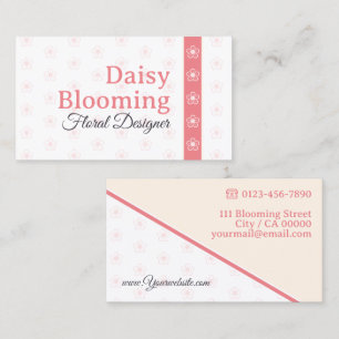 Schattige Daisy Pattern Pastel Cream Wit Roze Bloe Visitekaartje