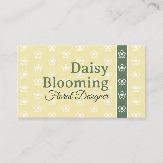 Schattige Daisy Pattern Pastel Geel Groen Bloemist Visitekaartje (Voorkant)