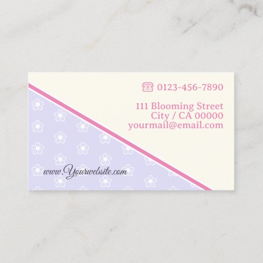 Schattige Daisy Pattern Pastel Licht Lila Roze Blo Visitekaartje (Achterkant)