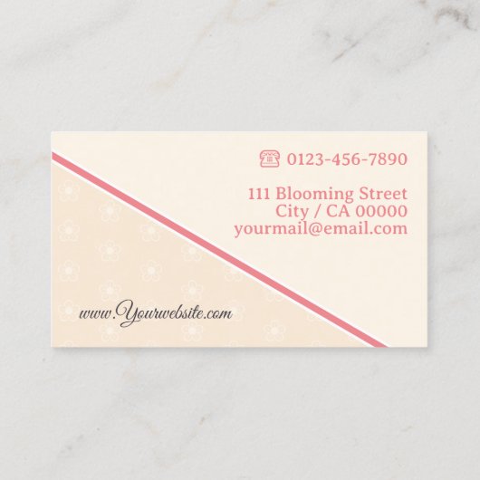 Schattige Daisy Pattern Pastel Licht Perzik Roze B Visitekaartje (Achterkant)