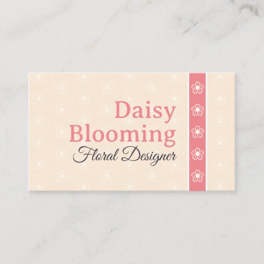 Schattige Daisy Pattern Pastel Licht Perzik Roze B Visitekaartje (Voorkant)