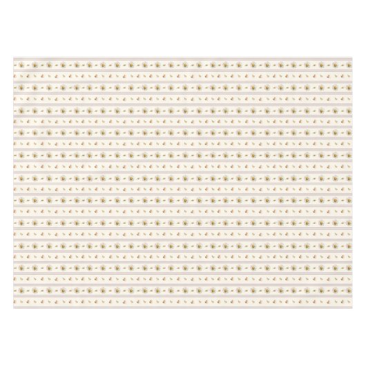 Schattige  Daisy Stripes Crème Wit Tafelkleed (Voorkant (Horizontaal))