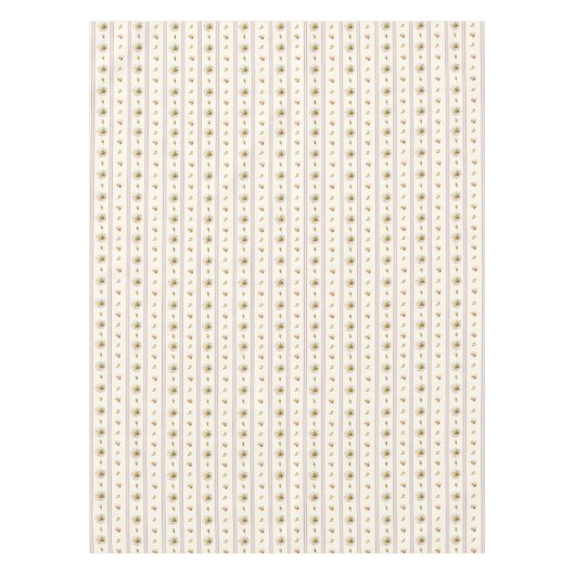 Schattige  Daisy Stripes Crème Wit Tafelkleed (Voorkant)