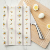 Schattige Daisy Stripes Crème Wit Theedoek (Quarter Fold)