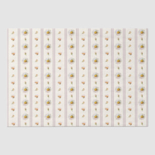 Schattige  Daisy Stripes Crème Wit Tissuepapier