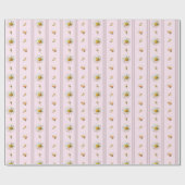 Schattige Daisy Stripes Roze Cadeaupapier (Vlak)