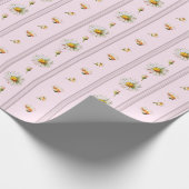 Schattige  Daisy Stripes Roze Cadeaupapier (Hoek)