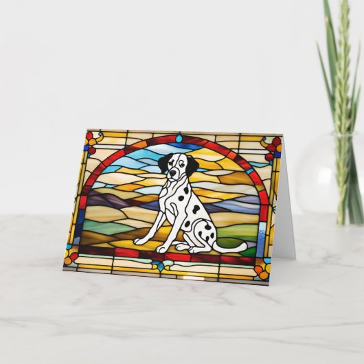 Schattige Dalmatiër Glas-in-lood Kaart (Voorkant)