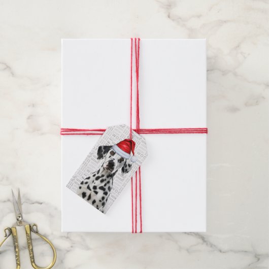 Schattige Dalmatiër Kerstvakantie Cadeaulabel (Met Touw)