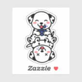 Schattige Dalmatiër Puppies Blauwe Bes Fun Sticker (Vel)