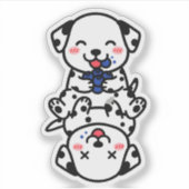 Schattige Dalmatiër Puppies Blauwe Bes Fun Sticker (Voorkant)