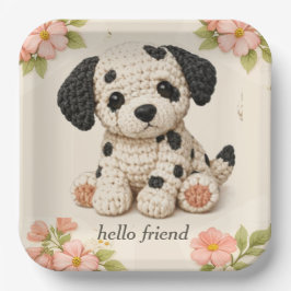 Schattige Dalmatiër Puppy Bloemen  Papieren Bordje