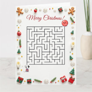 Schattige Dalmatische hond Kerstmis doolhof puzzel Kaart