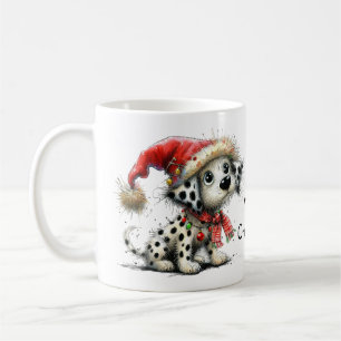 Schattige Dalmatische puppy in een kerstkerstmuts Koffiemok