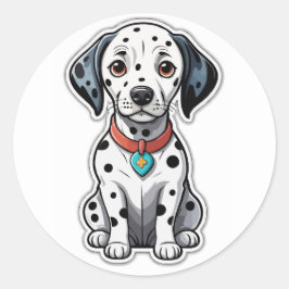 Schattige Dalmatische Puppy Sticker: Schattigee Sp Ronde Sticker