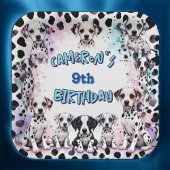 Schattige Dalmatische Puppy Waterverf Verjaardag Papieren Bordje