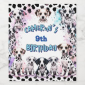 Schattige Dalmatische Verjaardag Wijn Label Set Etiket (Enkel label)