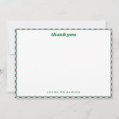 Schattige dambord roze groen 21ste verjaardagsfees bedankkaart (Voorkant)