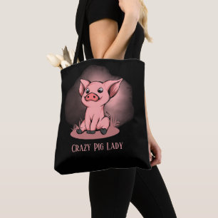 schattige dame voegt tekst toe tote bag