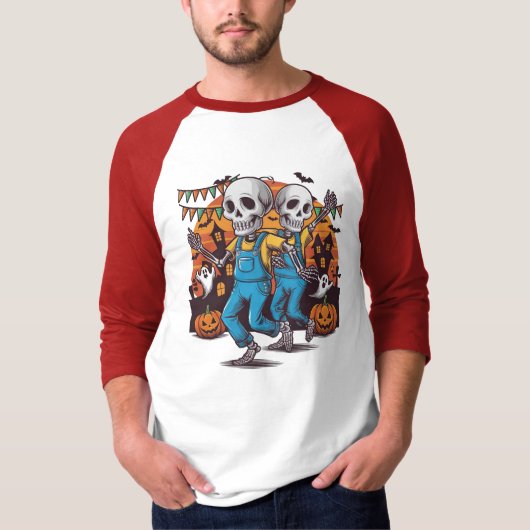 Schattige Dancing Skeleton - 3/4 Sleeve Shirt. T-shirt (Voorkant)