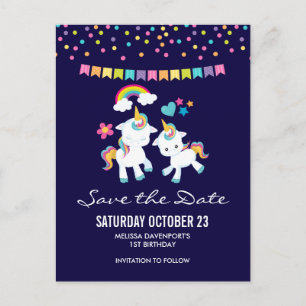 Schattige Dancing Unicorns Magical Save the Date Briefkaart