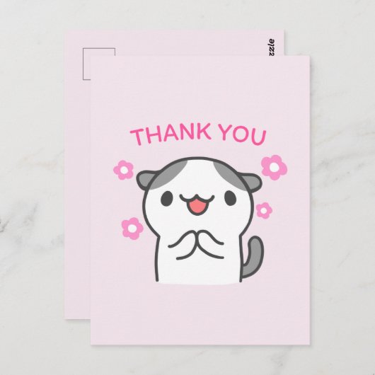 Schattige dank je Cat Kaart (Voorkant / Achterkant)