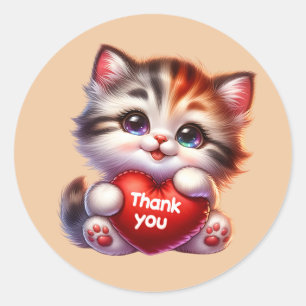 Schattige Dank je kat Ronde Sticker