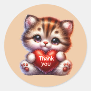 Schattige Dank je kat Ronde Sticker
