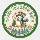 Schattige dank je wel Snow Ronde Sticker (Voorkant)